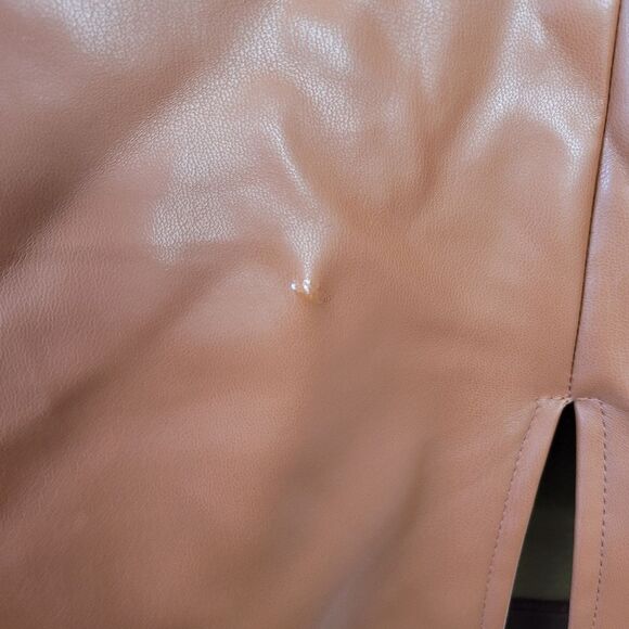 Kate Kasin Faux Leather Pencil Skirt Lined Pleather Cognac Brown Mobwife XXL - Picture 6 of 10